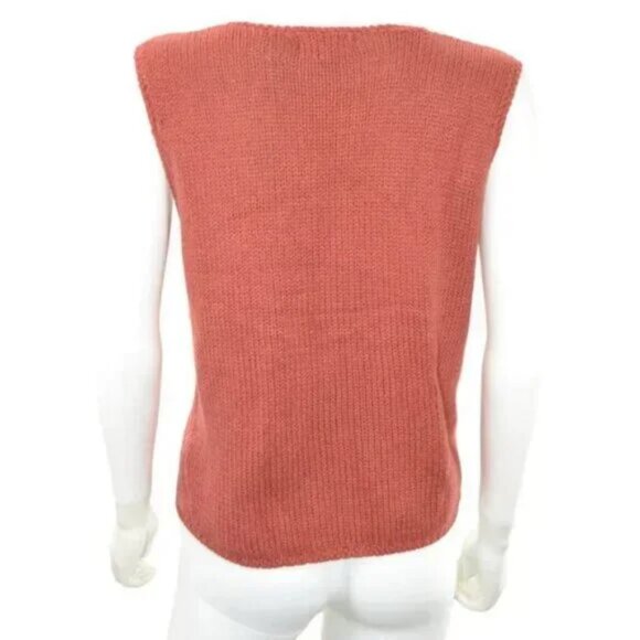 Brooks Spiced Ginger Paprika Rust Orange Dress Cardigan Knit Sweater Vest L - Picture 3 of 7